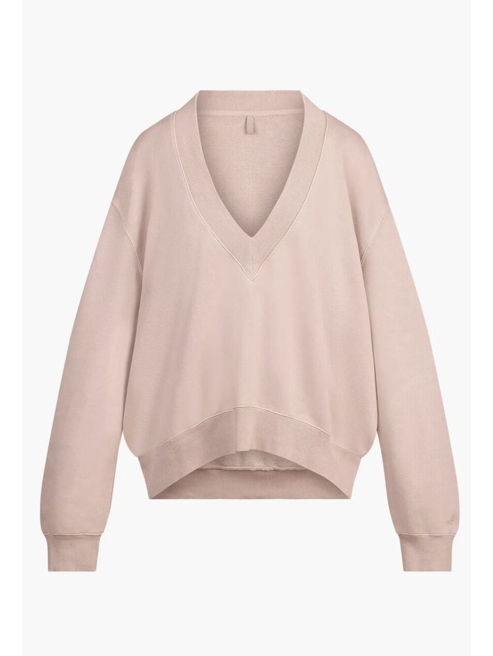 (SMALL, OVERSIZED) SKIMS BOYFRIEND FLEECE V NECK PULLOVER LIGHT FAWN NWT